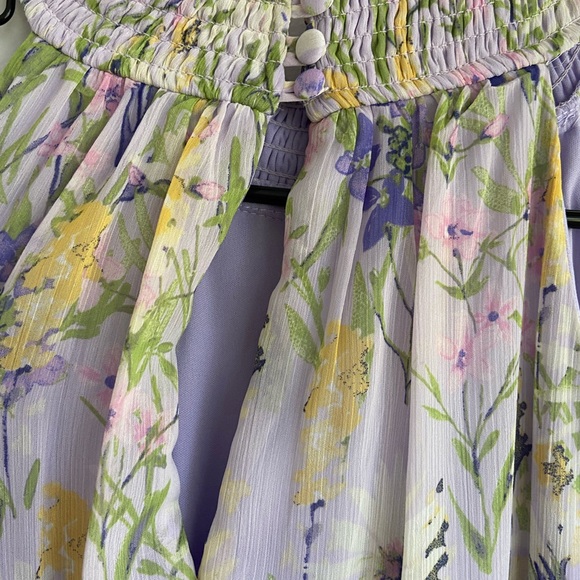 Taylor Chiffon Purple Floral High Neck Tiered Maxi Dress - Picture 6 of 8